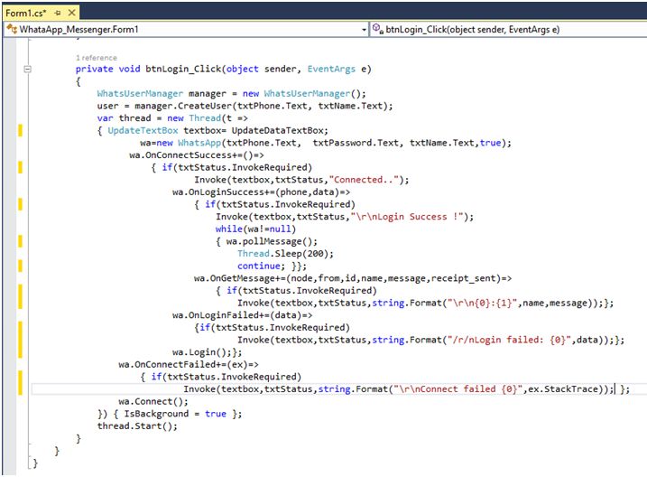 coding on login button